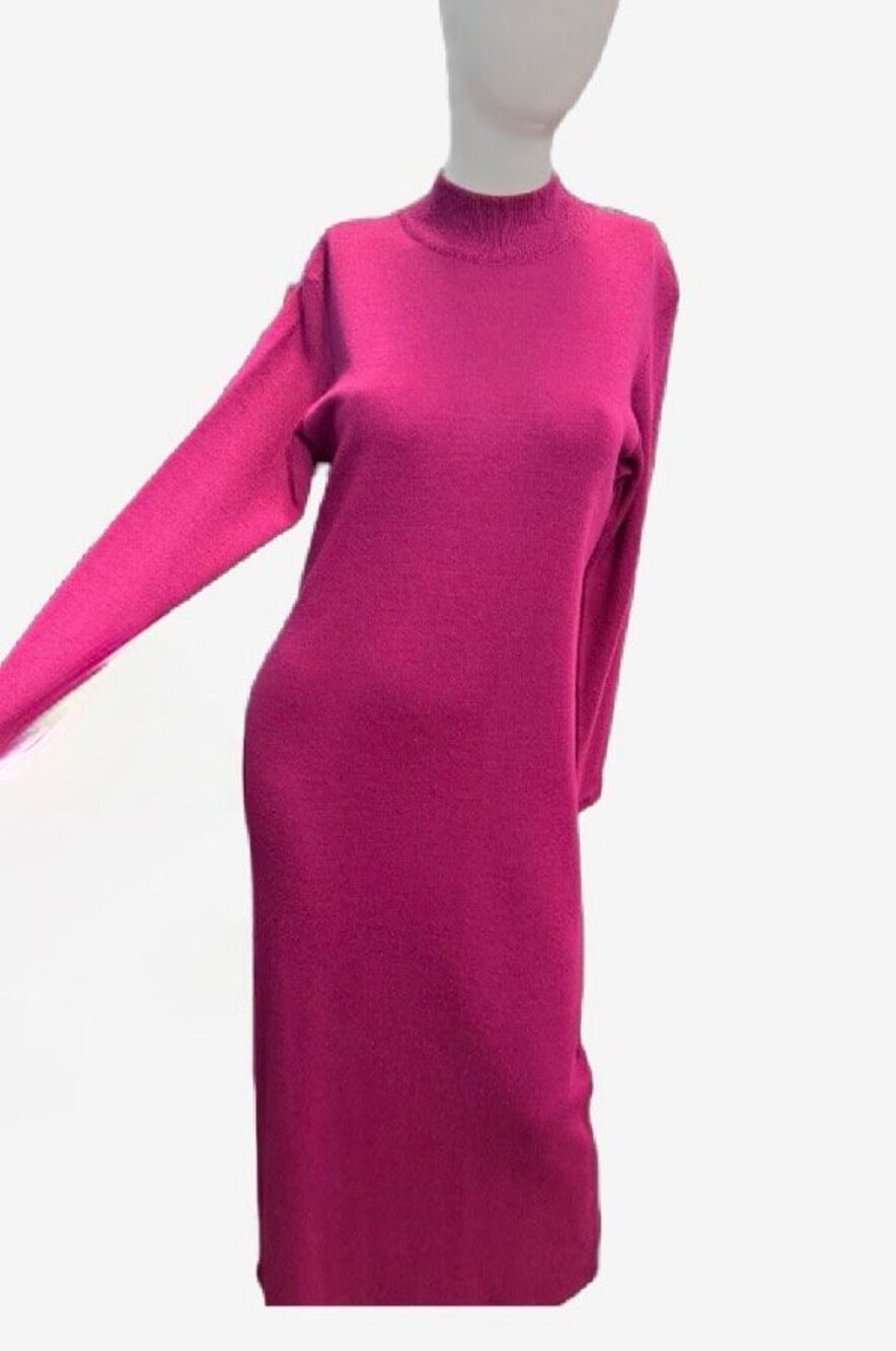 Vintage IKC Pink Sweater Maxi Dress Women’s Size Small Wool Blend